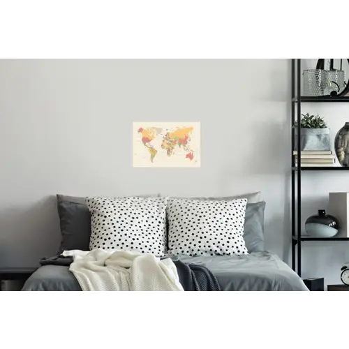 Wereldkaart - Realistisch - Beige Muursticker klein -slaapkamer