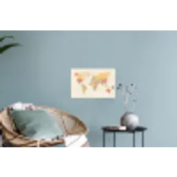 Wereldkaart - Realistisch - Beige Muursticker klein -plant