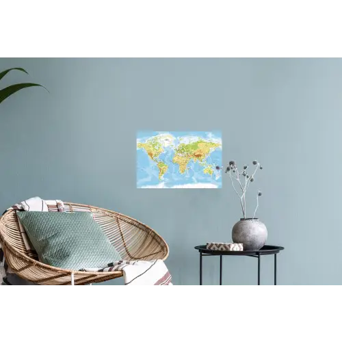 Wereldkaart - Staatkundig - Blauw - Aarde - Educatief Muursticker klein -plant