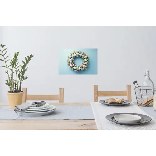 Krans - Eieren - Bloemen Muursticker klein -eettafel