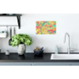 Geel - Roze - Blauw - Retro Muursticker klein -keuken