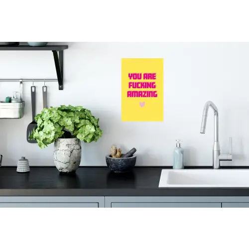 Geel - Valentijn - Tekst Muursticker klein -keuken