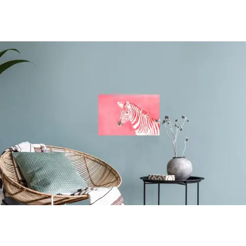 Zebra - Pink - Verf Muursticker klein -plant