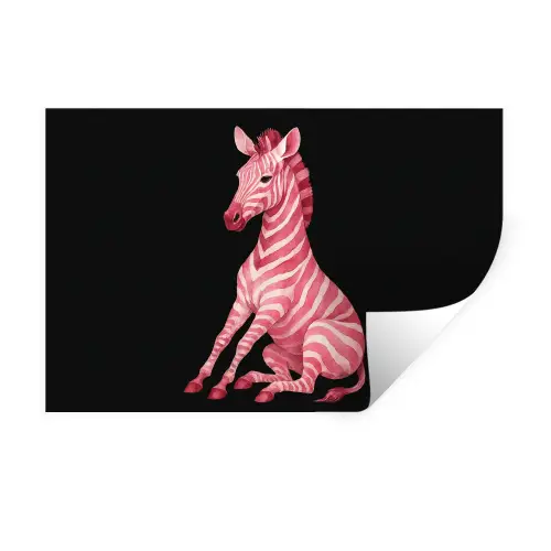 Zebra - Roze - Gestreept Muursticker klein -3d