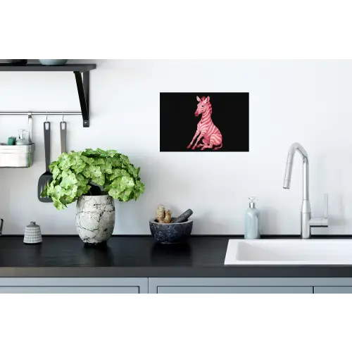 Zebra - Roze - Gestreept Muursticker klein -keuken