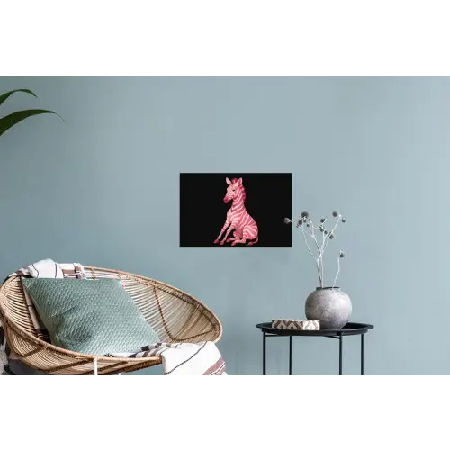 Zebra - Roze - Gestreept Muursticker klein -plant