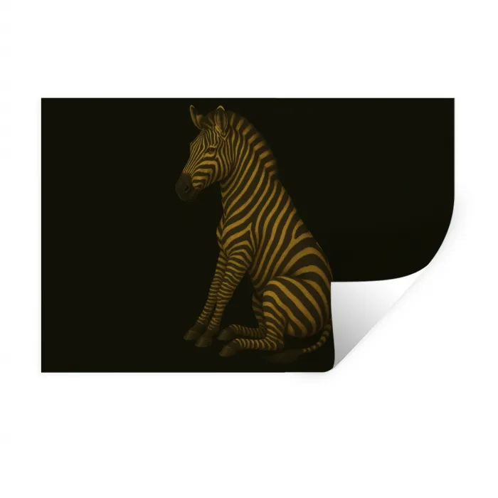 Zebra - Strepen - Goud Muursticker klein -3d