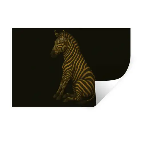 Zebra - Strepen - Goud Muursticker klein -3d